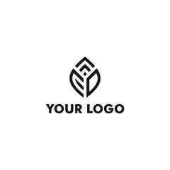 Fototapeta premium monogram logo for the letters AED in the shape of a leaf