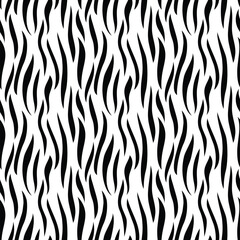 Zebra skin texture vector seamless pattern - obrazy, fototapety, plakaty