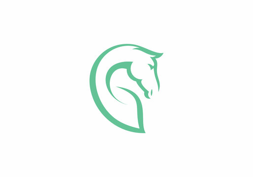 logo design combination of horse head shape with leaves, icon, vector, symbol.