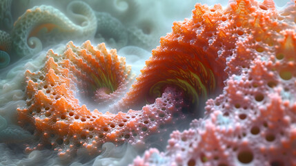 Close-Up of Orange and White Sea Anemone Fractal