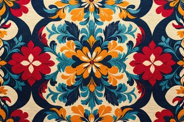 Möbelaufkleber Vintage Floral Pattern,  Vintage Retro color themed Flowers and Leaves Design Pattern © Pixels 