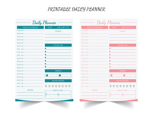 Printable Planner Vector Template Collection with Notepad, Memo Paper, Habit Tracker for Journaling, School Schedule, Business, and Productivity Kit