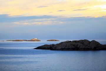 Lighthouse in Vestfjorden, Lofoten islands, Norway