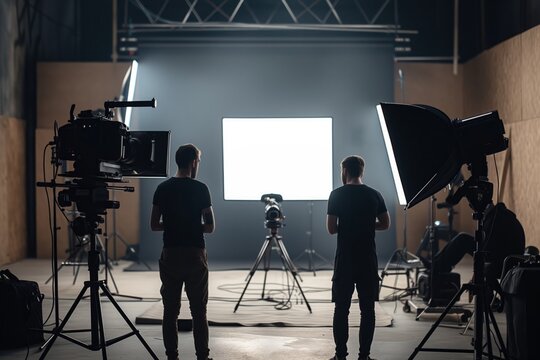 Creative Professionals Collaborating In Wellequipped Studio To Produce Films Or Commercials. Сoncept Film Production, Commercial Production, Creative Collaboration, Well-Equipped Studios