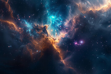 Deep space, outer space, Interstellar Glow: Majestic Nebula Panorama
 - obrazy, fototapety, plakaty