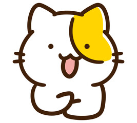 何かを思いついたかわいいねこのキャラクターのデフォルメイラスト