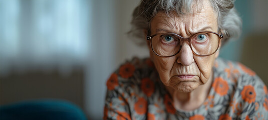 Senior woman wearing casual angry and furious. Senior grey-haired woman wearing casual clothes skeptic and nervous, disapproving expression on face. negative person. - obrazy, fototapety, plakaty