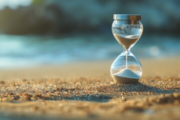 Hourglass With Sand Running, Symbolizing Patience And Waiting For The Perfect Moment. Сoncept Hourglass Still Life, Patience And Waiting, Symbolic Photography, Capturing The Perfect Moment