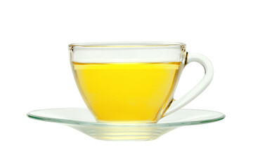 Transparent cup of tea isolated