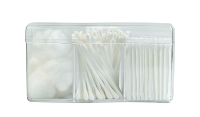 cotton wool white witn cotton buds for beauty or medical supplies isolated