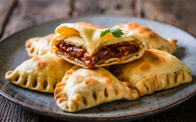 Capture the essence of Empanadas Tucumanas in a mouthwatering food photography shot