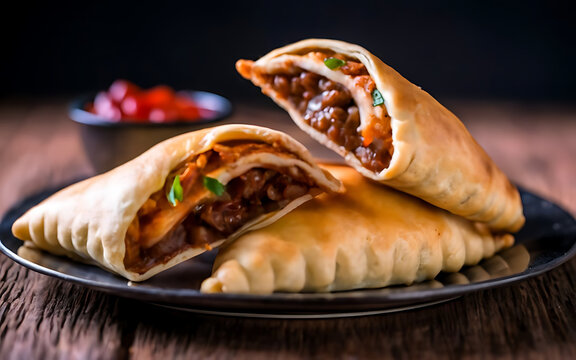Capture the essence of Empanadas Tucumanas in a mouthwatering food photography shot