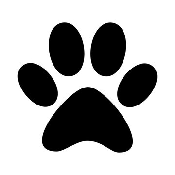 paw print icon on white background. Paw Print. Black silhouette of a paw print, isolated.