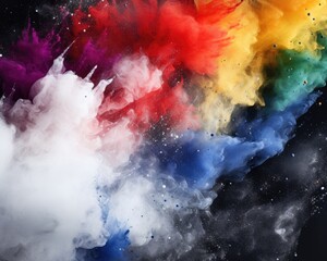 Isolated White Dust with Colorful Spray Texture for Creative Abstract Design
