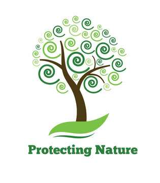 Abstract Green Tree Nature Protection Concept. Protecting eco sustainable life vector art