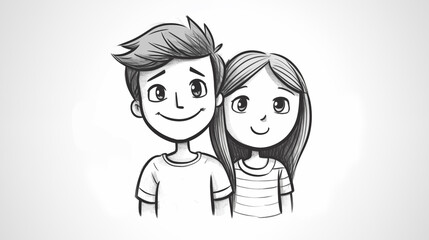 Obraz na płótnie Canvas Hand drawn cartoon couple illustration picture 