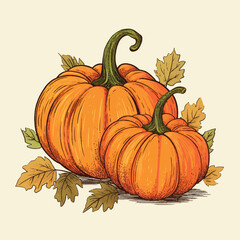 Pumpkin color design template. Vector hand drawn