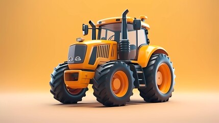 3d illustration of tractor isolated on minimalist background. generative ai