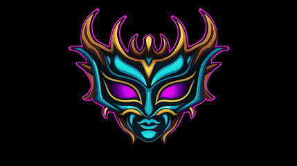 Happy carnival festive concept with musical trumpet mask. Carnival mask. Vector illustration, Happy Purim carnival decoration, Theater Masks. Tragicomic theater grotesque masks isolated, generative ai