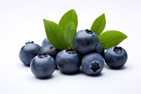 bunch of blueberries on a white background