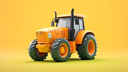 3d illustration of tractor isolated on minimalist background. generative ai
