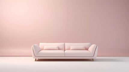 3d illustration of a light colored sofa isolated on a minimalist background. generative ai