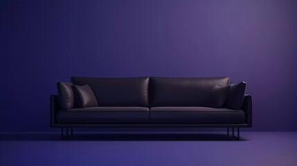 3d illustration of a dark colored sofa isolated on a minimalist background. generative ai
