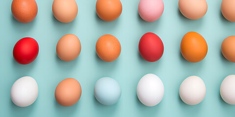 Easter colourful eggs symbol of the holiday Easter background in pastel colours copy space minimalism
