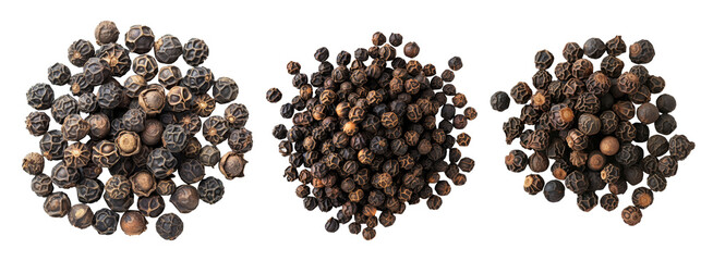 Black pepper isolated on transparent background cutout