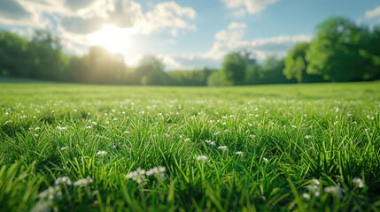 Fototapeta na wymiar beautiful green field scene with blurry background,