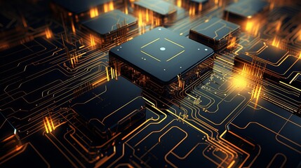 Futuristic circuitry: vibrant abstract technology background