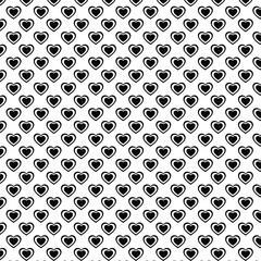 Seamless black heart pattern. Black hearts on white background.