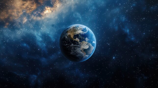 three dimensional render of planet earth floating in outer space © Azad