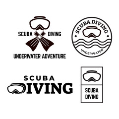 Set of Scuba diving club and diving school design.