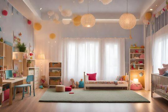 Studio photographing of an interior of a children s room
