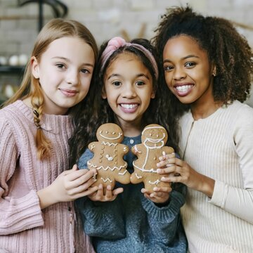 Girls holding gingerbread