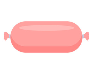 Boiled sausage. Sausage product. Food, meat dish. Vector illustration.