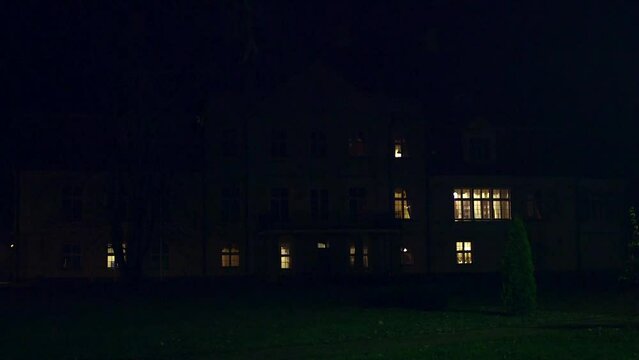 Blackout, Decorative Lighting of the Manor Building is Turned off at Night