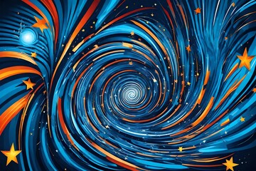 Abstract vector illustration of blue vortex with stars
