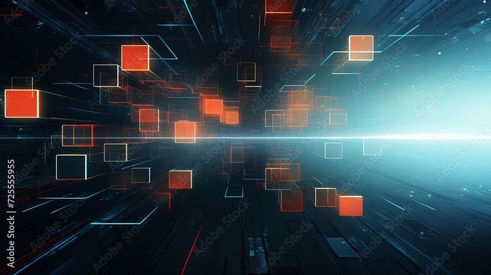 Poster dynamic waves of light: abstract technology background in vibrant colors