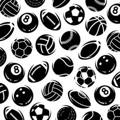 Sport balls pattern background set. Collection icons sport balls. Vector