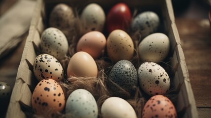 Easter eggs background in rustic vintage style