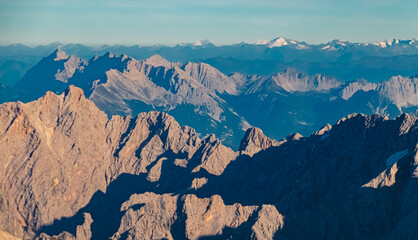 Alpine summer far view of Mount Wiesbachhorn, Grossglockner and Grossvenediger seen from Mount...