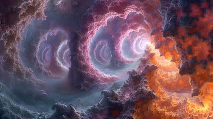 Painting of a Vortex of Fire and Water