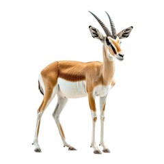 Springbok standing side view isolated on white background, photo realistic. - obrazy, fototapety, plakaty