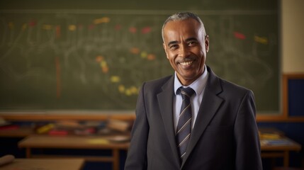 Skilled math teacher in dynamic classroom teaching mathematical concepts