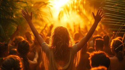 Glorification on Palm Sunday. Christian religious photo for church publications