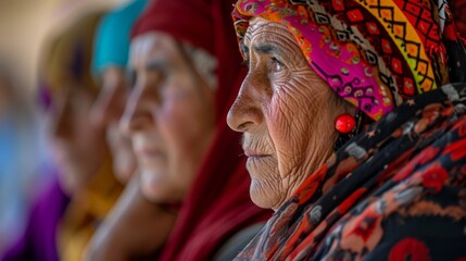 group of eldery women in traditional clothing in a cultural ceremony