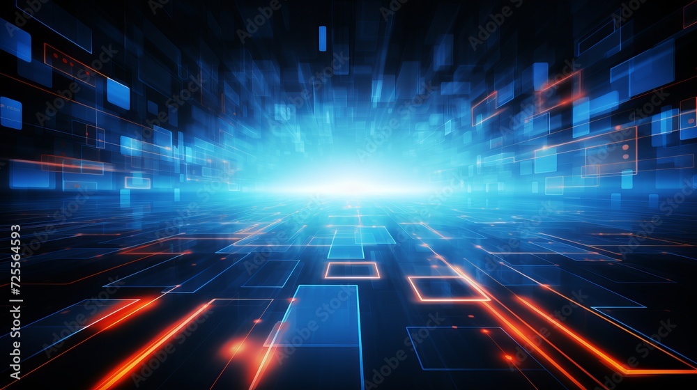 Wall mural dynamic polygonal shapes: abstract blurry global digital network wireframe concept