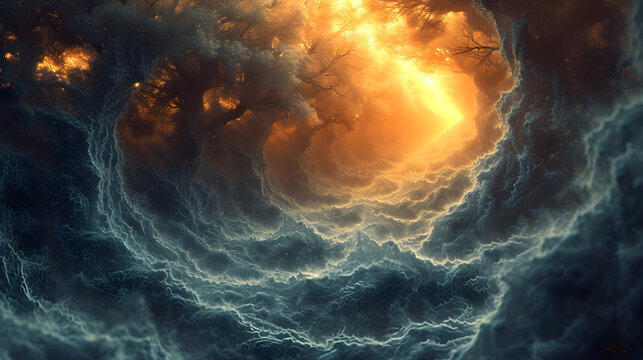 Ocean Wave With Sun in the Background Fractal